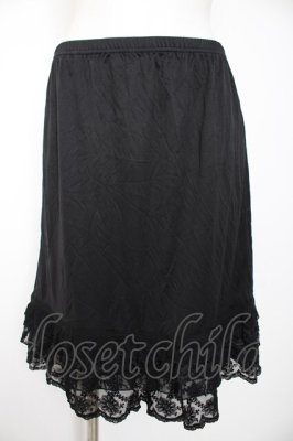 Preview of 裾刺繍レースペチスカート M 黒