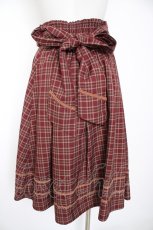 画像2: axes femme / ベルト付チェック柄タックスカート F ワイン Y-26-10-29-089-AX-SK-SZ-ZY (2)