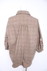 画像2: axes femme / 刺繍チェック柄ブラウス M 茶 Y-26-10-29-022-AX-BL-SZ-ZY (2)