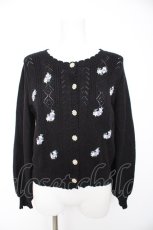 画像1: axes femme POETIQUE / 薔薇モチーフ付きニットカーディガン M 黒 Y-26-10-29-025-AX-TO-SZ-ZY (1)