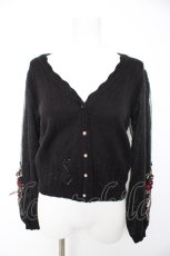 画像1: axes femme / ローズリボン刺繍ニットカーデ M 黒 Y-26-10-29-028-AX-TO-SZ-ZY (1)