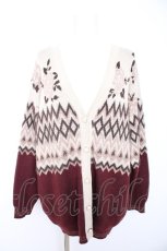 画像1: axes femme NOSTALGIE / 薔薇柄ニットカーディガン M ワイン Y-26-10-29-032-AX-TO-SZ-ZY (1)