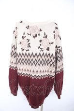 画像2: axes femme NOSTALGIE / 薔薇柄ニットカーディガン M ワイン Y-26-10-29-032-AX-TO-SZ-ZY (2)