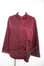 画像1: axes femme / ジャカード切替プリーツシャツ F ワイン Y-26-10-29-034-AX-BL-SZ-ZY (1)