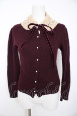 画像1: Jane Marple / ファーカラーのカーディガン M ワイン Y-26-10-31-023-JM-TO-SZ-ZY (1)