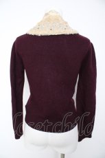 画像2: Jane Marple / ファーカラーのカーディガン M ワイン Y-26-10-31-023-JM-TO-SZ-ZY (2)