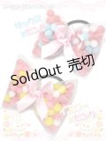【新品】ビッグリボンシースルーヘアゴム（イエローxピンク） HA_247_B148【通信販売専用商品】
