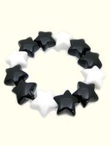 【新品】カラフルスターブレスレット(クロ×シロ) BR_080_B141