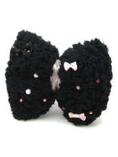 画像1: 【新品】もこもこリボン2WAYブローチ&ヘアピン(ブラック) HA_110_B136【通信販売専用商品】 (1)