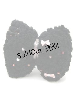 画像1: 【新品】もこもこリボン2WAYブローチ&ヘアピン(ブラック) HA_110_B136【通信販売専用商品】