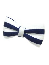 画像1: 【新品】ストライプミニリボンクリップ(ネイビー/ホワイト ) HA_136_B142【通信販売専用商品】 (1)