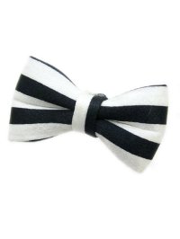 【新品】ストライプミニリボンクリップ(ブラック/ホワイト ) HA_134_B142【通信販売専用商品】
