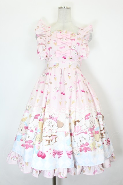 axes femme kawaii / ダイナーカフェジャンパースカート ピンク I-26