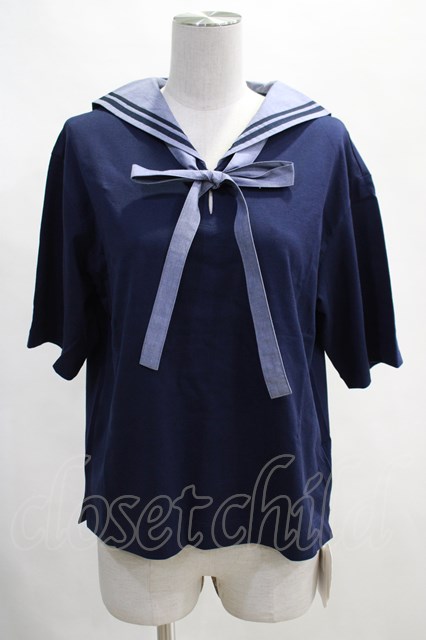 Jane Marple / Marine collar pullover  navy×blue gray H-24-04-24-075-JM-TO-KB-ZH