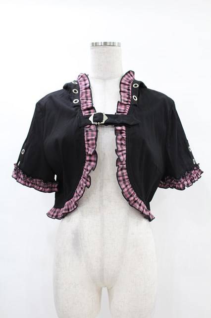 DARK IN LOVE / Gothic lolita pink plaid cat ear hoody cape XL ブラック×ピンク H-25-02-24-1043-PU-TO-KB-ZY
