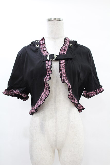 DARK IN LOVE / Gothic lolita pink plaid cat ear hoody cape XL ブラック×ピンク H-25-02-24-1046-PU-TO-KB-ZS