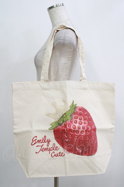 Emily Temple cute / Creamy Strawberryトートバッグ アイボリー H-25-11-26-058-ET-BG-KB-ZH