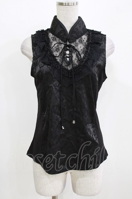 Qutie Frash / チャイナタンク 黒 H-26-03-02-075-QU-TO-KB-ZH