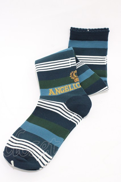 Angelic Pretty / Crownボーダーオーバーニー グリーン H-26-03-09-036-AP-ZA-NS-ZH