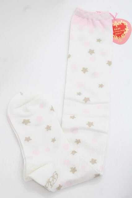 BABY,THE STARS SHINE BRIGHT / ミルククラウンオーバーニーソックス 白Ｘピンク I-25-11-27-118-BA-ZA-SA-ZI