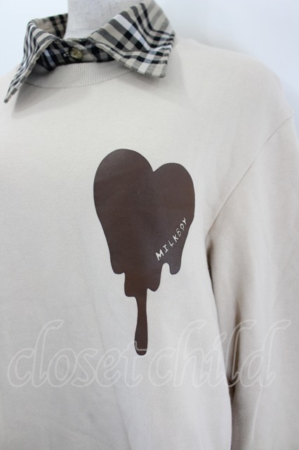 MILK BOY HEART MELTS SWEATS スウェット トレーナー MILKBOY / MELT ハートスウェット ブラウン I-26-07-26-017-MB-TO-SA