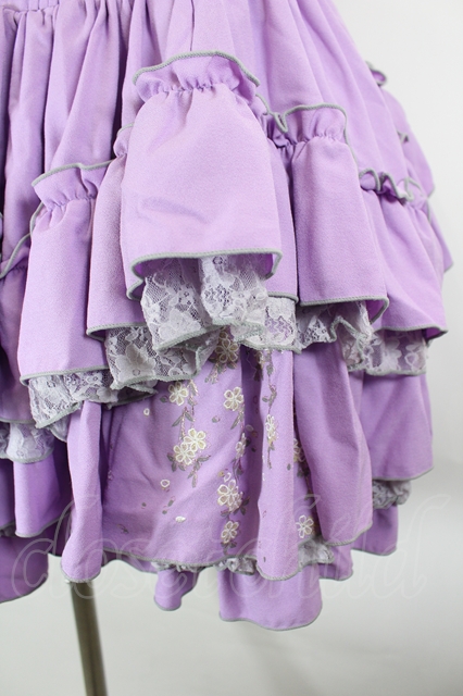 Ozz oneste / 枝垂れ桜刺繍ボリュームスカート パープル I-26-09-21