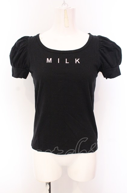 MILK / ロゴ刺繍半袖カットソー  クロ O-25-04-30-2179-ML-TO-IG-OS