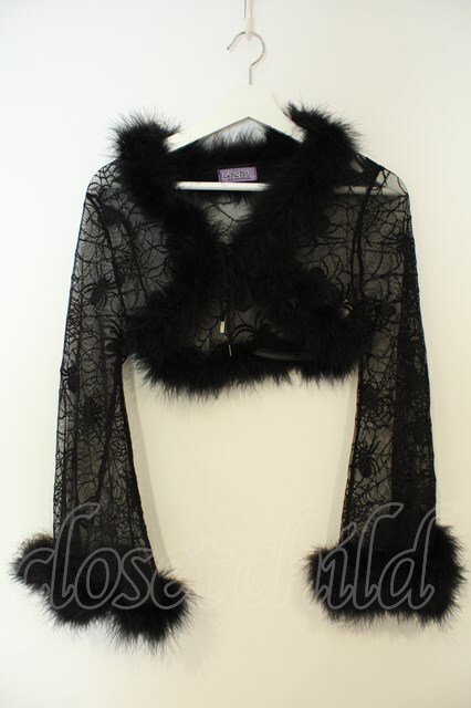 Qutie Frash / クモメッシュファー付きボレロ ブラック O-26-02-06-033-QU-TO-OW-OS