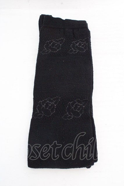 Emily Temple cute / ローズpt透かしオーバーニーソックス クロ O-26-03-12-012-ET-ZA-OW-OS