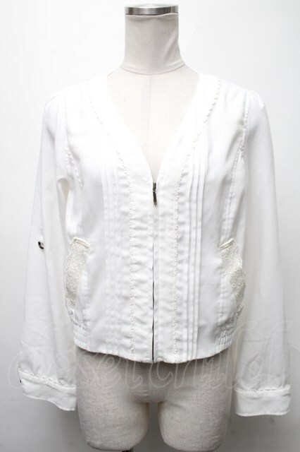 axes femme / デザインレースパーカー 白 S-25-01-31-018-AX-BL-HR-ZS