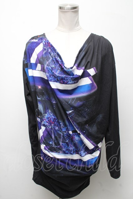 CIVARIZE / Mover プリンテッドドレープカットソー 44 黒 S-25-04-25-025-GO-TO-AS-ZS