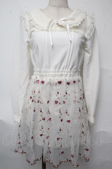 LIZ LISA / お花刺繍チュールワンピース オフ S-25-07-03-034-LO-OP-AS-ZS