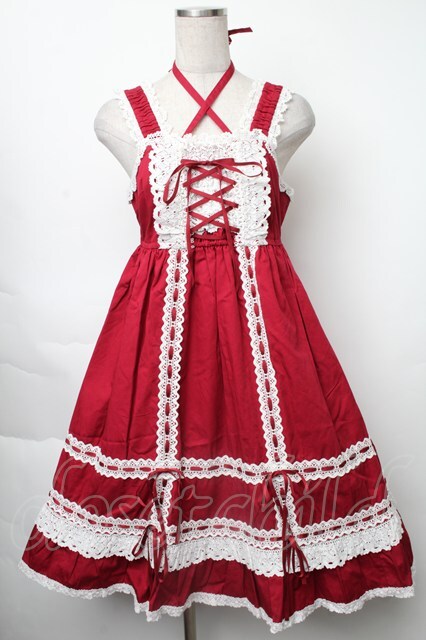 BABY,THE STARS SHINE BRIGHT / ベビードールジャンパースカート＆プリンセスドロップヘッドドレスセット エンジ S-25-11-28-064-BA-OP-AS-ZS