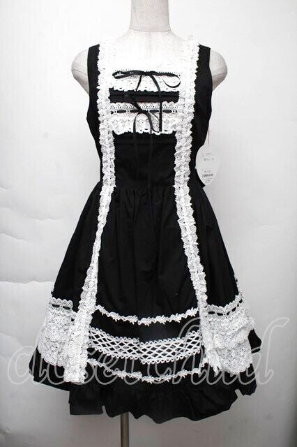 BABY,THE STARS SHINE BRIGHT / レースフリルジャンパースカート 黒 S-25-11-28-1053-BA-OP-AS-ZS