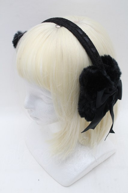 BABY,THE STARS SHINE BRIGHT / うさぎのイヤーマフ 黒 S-25-11-28-019-BA-AC-AS-ZS