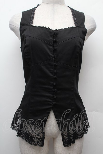 MIHO MATSUDA / 裾レースビスチェ 黒 S-26-02-09-018-GO-BL-HR-ZS