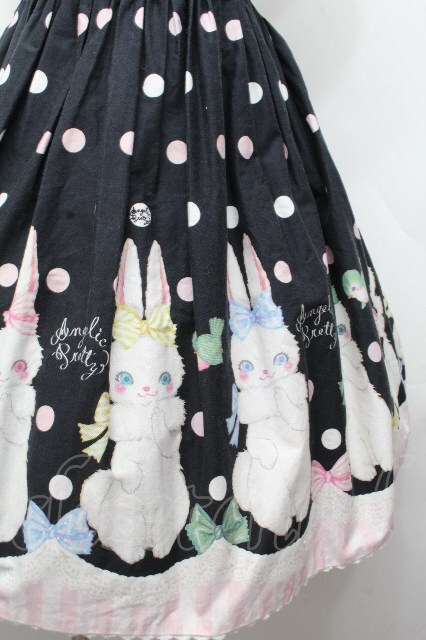Angelic Pretty / マシュマロバニー襟付ジャンパースカート 黒 S-26-04