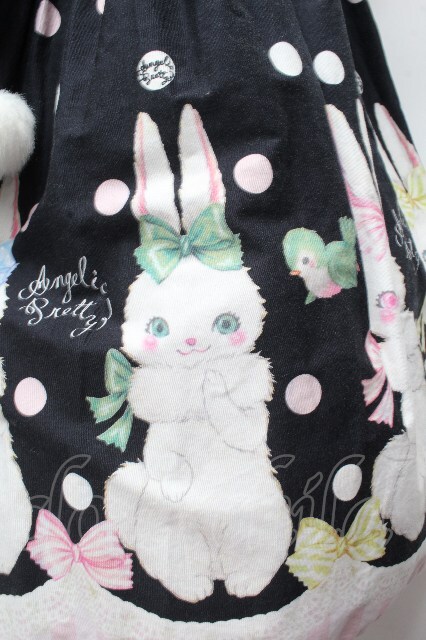 Angelic Pretty / マシュマロバニー襟付ジャンパースカート 黒 S-26-04