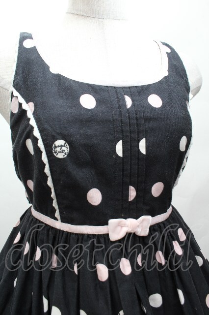 Angelic Pretty なかよしバニージャンパースカート 黒 Angelic Pretty / マシュマロバニー襟付ジャンパースカート 黒 S-26-04