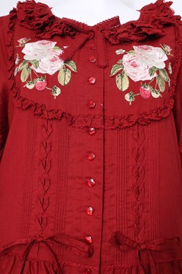 PINK HOUSE / Berry Rose刺繍入りパッチワーク風ワンピース F 赤 S-26