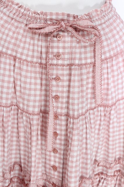 新品 PINKHOUSE ギンガムチェック パッチワーク たくし上げ スカート PINK HOUSE / ギンガムチェックパッチワークフリルスカート F ピンク S