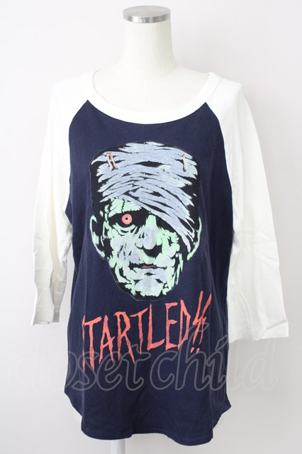 RNA / フランケンTシャツ L アイボリー×ネイビー T-25-01-26-008-PU-TS-SA-ZT033