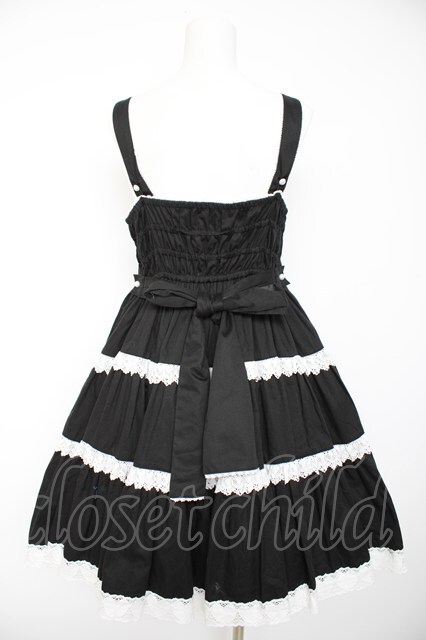 Angelic Pretty / 肩リボンジャンパースカート 黒×白 Y-26-09-22-087