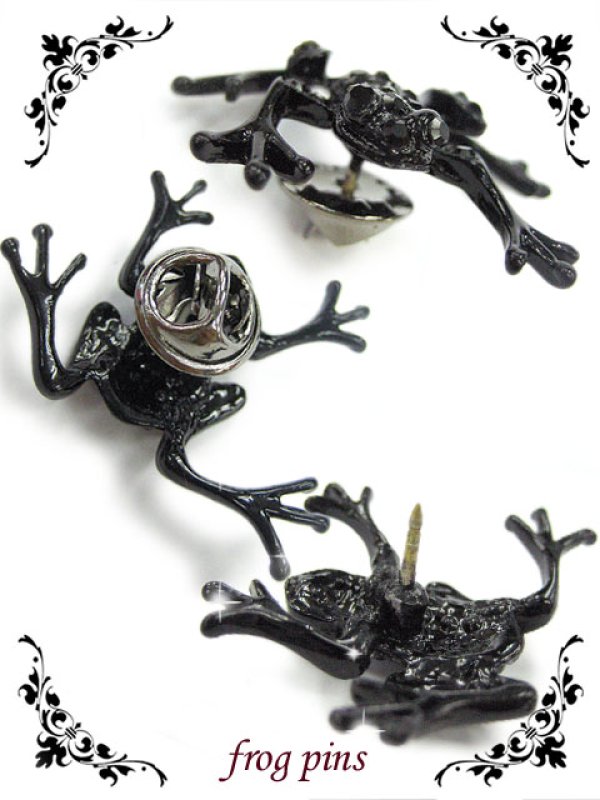 画像2: 【新品】 かえるピンバッジ(黒) (brooch/black) ZA_005_B59 (2)