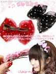 画像2: 【新品】ドットオーガンジーミニリボンヘアクリップ　ブラック (hair clip) HA_248_B147 (2)
