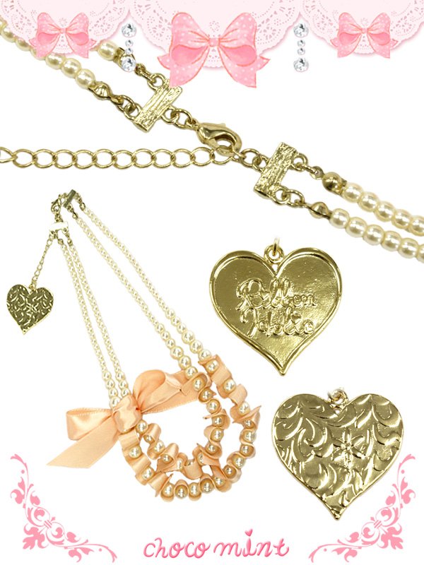 画像2: 【新品】 リボンパールネックレス（ピンク） NE_138_B142 (2)