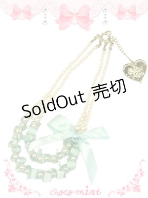 画像: 【新品】 リボンパールネックレス（ミント） NE_137_B142【通信販売専用商品】