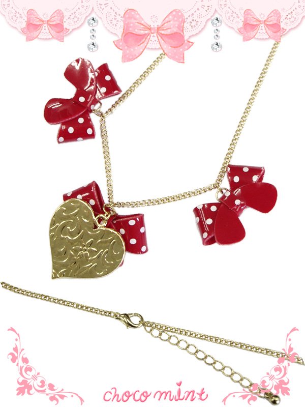 画像2: 【新品】 ラブリー♪ドットリボンネックレス (3連リボンネックレス) NE_135_B141 (2)