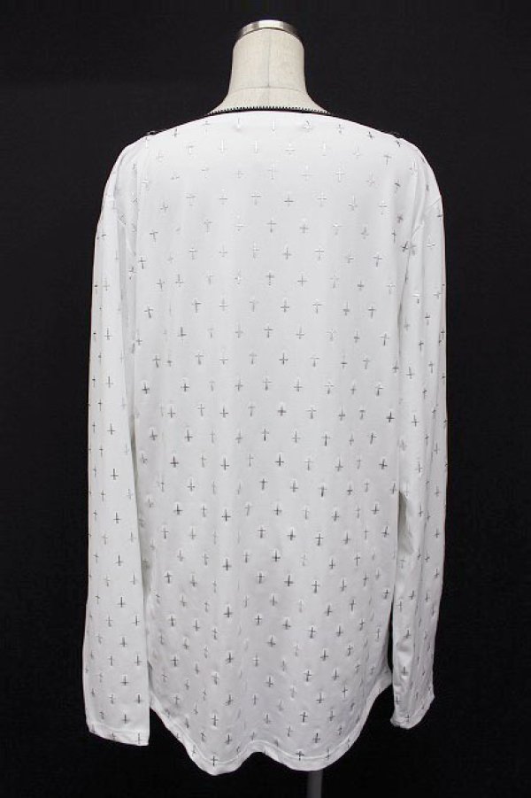 画像2: 【新品】肩プラジップ十字架柄カットソー(白) g_tp TP_063_D007【通信販売専用商品】 (2)
