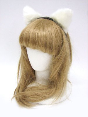 画像: 【新品】 ねこみみカチューシャ (ホワイト×ブラック) -ha-klt-ha-k-131207-NE.L.AC.660.T_B147